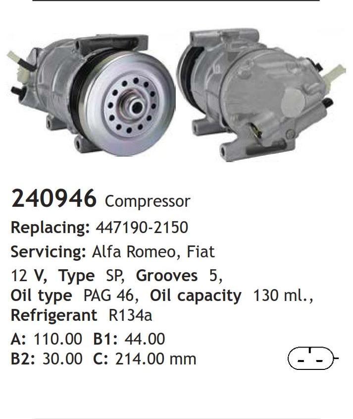 	240946 Compressor  Alfa Romeo Fiat 	